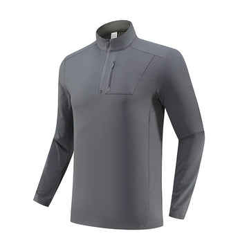 Half-Zip Fleece-Lined Stand-Collar Long-Sleeve