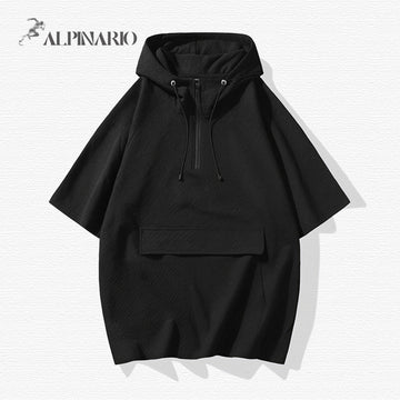 Youth Solid Color Cool Breathable Half-Zip Hooded Top