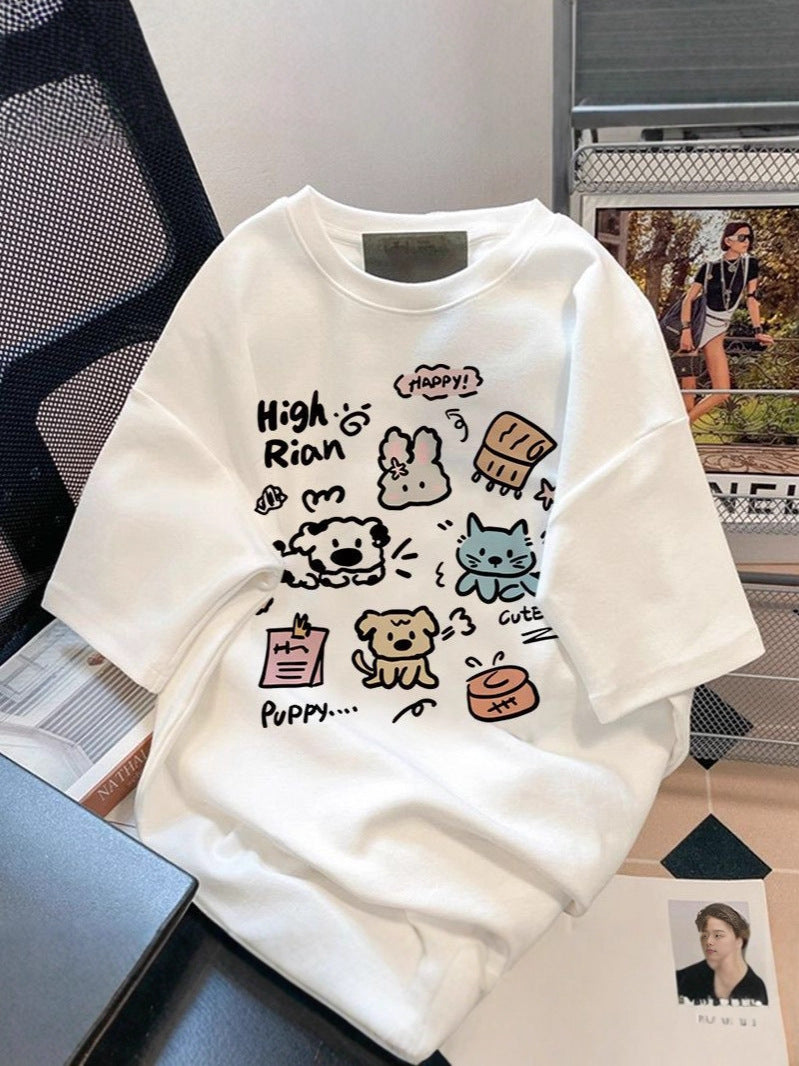 New Brand Hot Selling Fashion Trend Men's and Women's Printed Short Sleeves