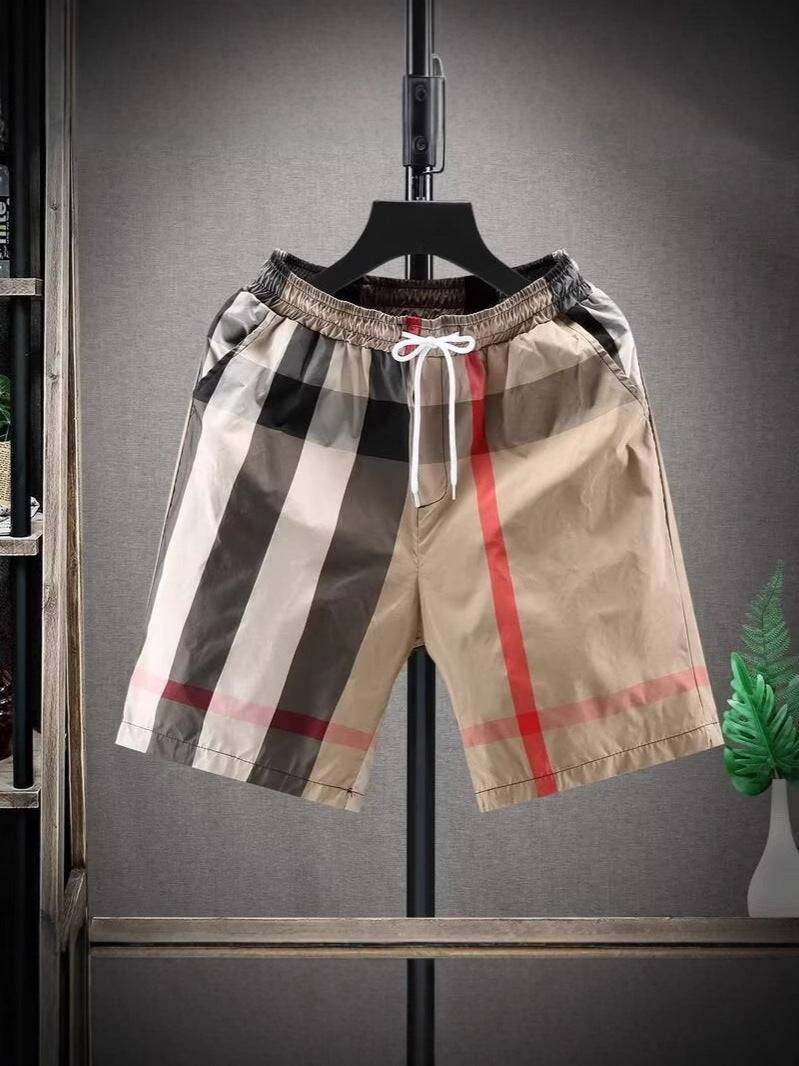 Summer New Slim Fit Men's Beach Pants Capris Fashion Stripe Sports Shorts M