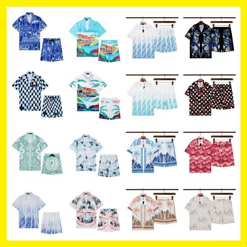 New Lapel Men's Printed Shirt Button Cardigan Shirt