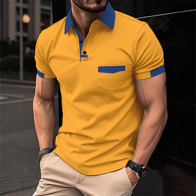 Summer New Men's Short Sleeve Landscape Print Sports Polo Shirt