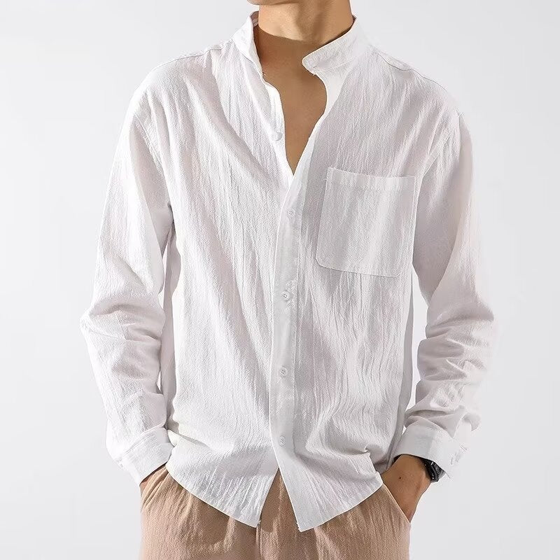 Men's Linen Shirt, Loose-fitting Clothing, Chinese Style, Autumn Cotton-lin