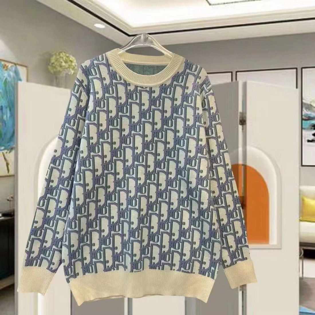 Men's Knitted Sweater Round Neck Letter Print