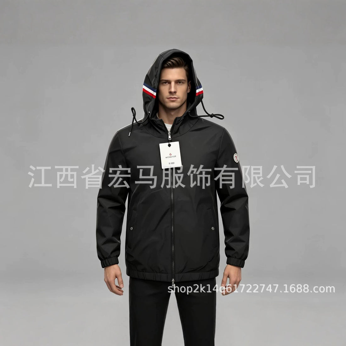 Men's Trendy Brand Spring Summer Trend Zipper Hooded Loose Trench Thin Jack