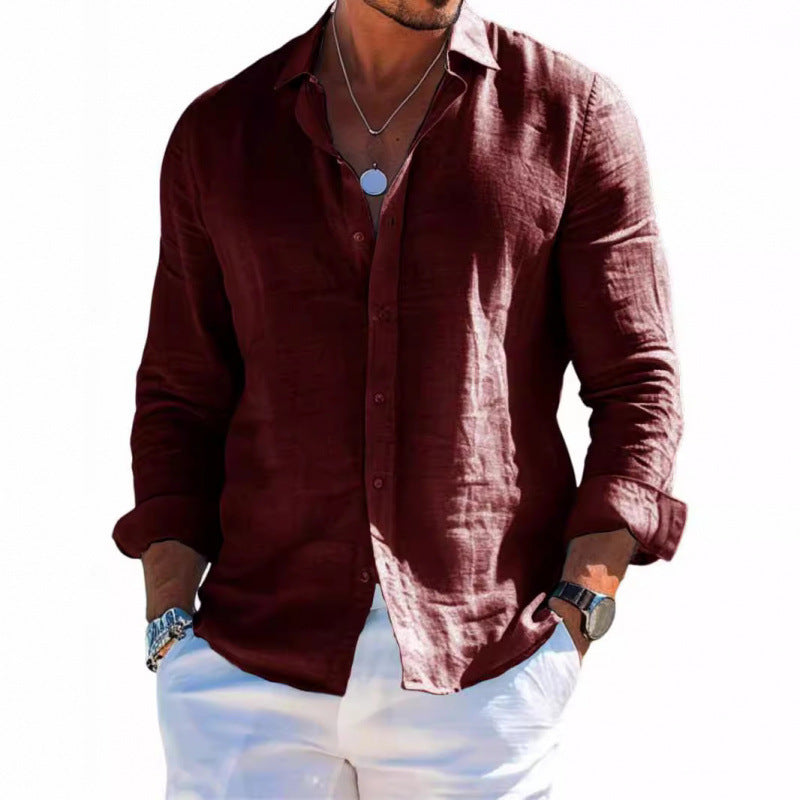 Model New Medieval Men's Cotton Linen Crepe Collar Shirt C32