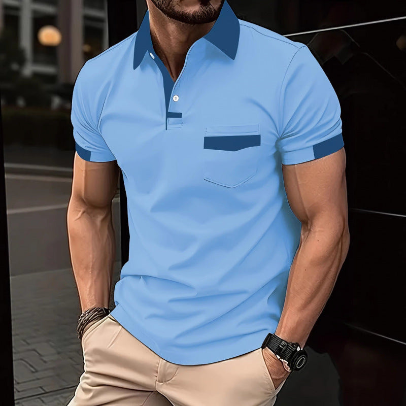 Summer New Men's Short Sleeve Landscape Print Sports Polo Shirt