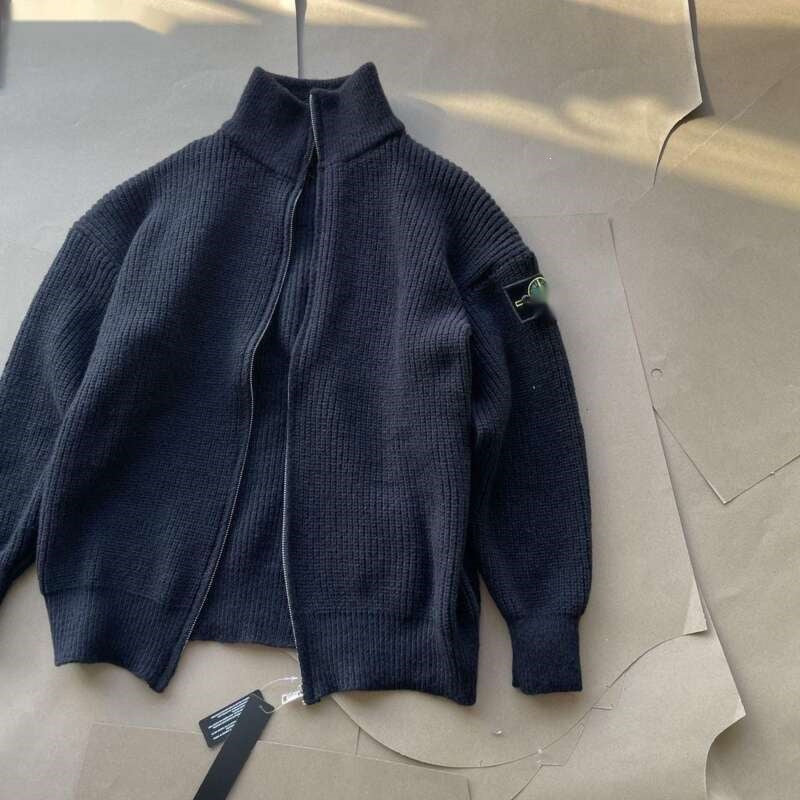 Knitted Cardigan Men Thickened Sweater Knitwear Zipper Stand Collar Coat