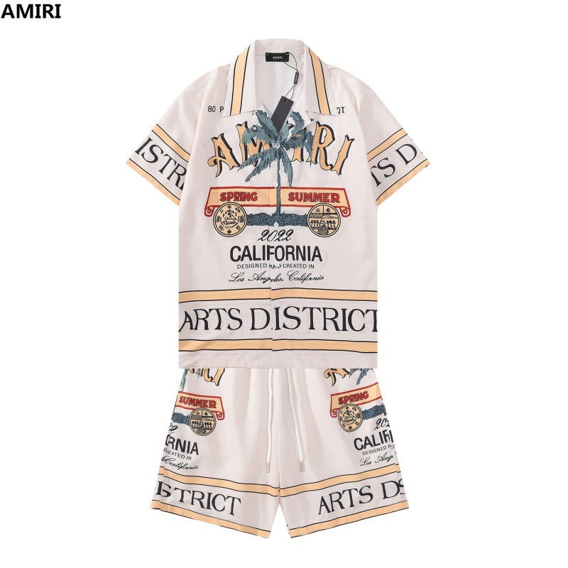 New Lapel Men's Printed Shirt Button Cardigan Shirt
