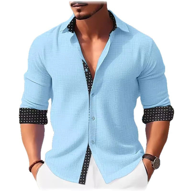 Spring/Summer New European Fashion Color Block Slim Fit Pocket Panel Men's