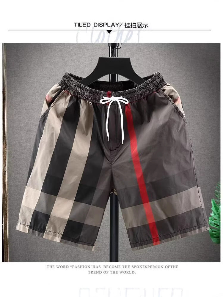 Summer New Slim Fit Men's Beach Pants Capris Fashion Stripe Sports Shorts M