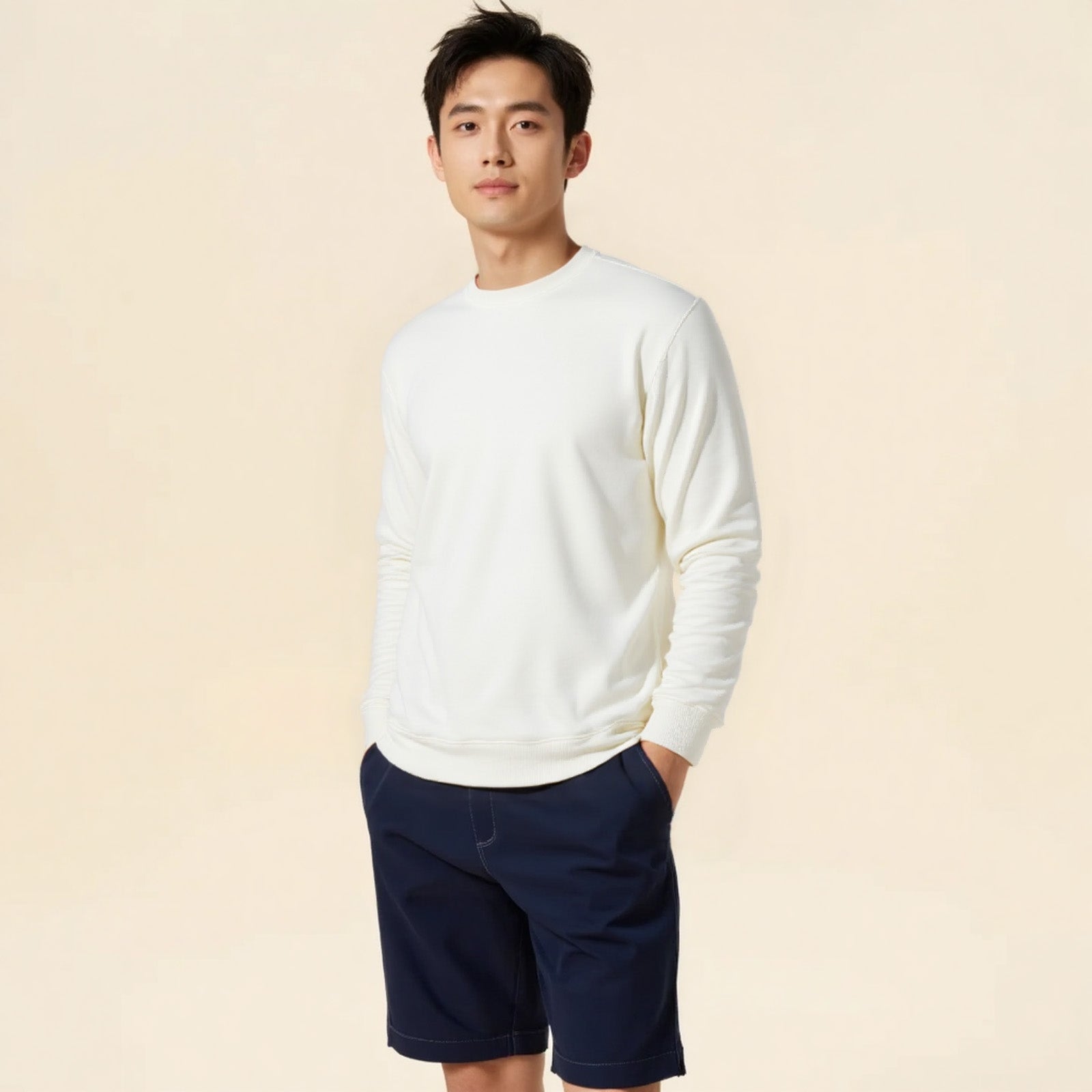 Huamian Silver Fox Fleece Slim-Fit Breathable Anti-Wrinkle Sweatshirt