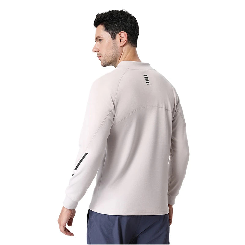 NEW Half-Zipped Reflective Strip Warm Fleece Long-Sleeved T-Shirt