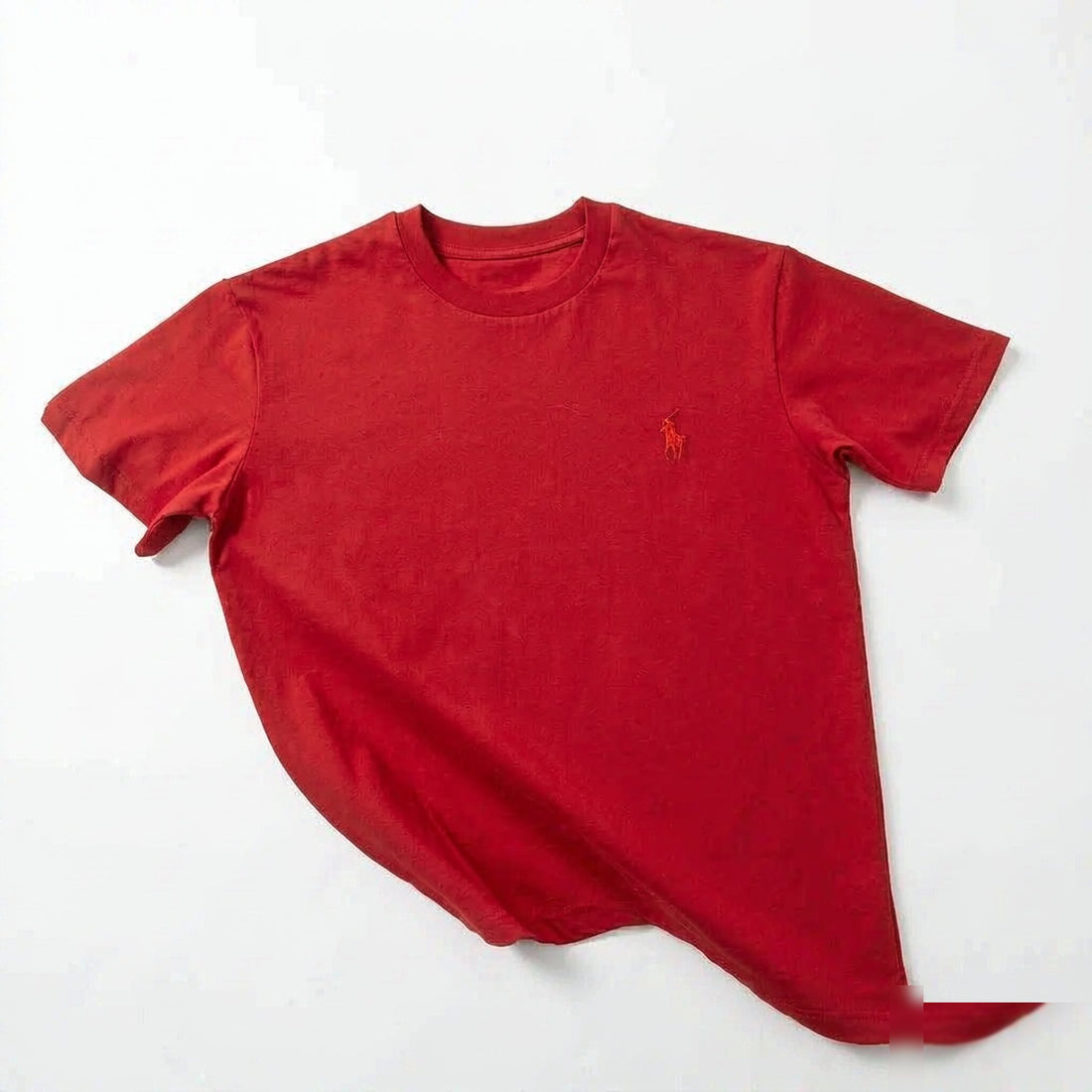 Black or Red Cotton Short-Sleeve Crew-Neck T-Shirt with Subtle Embroidered Detail