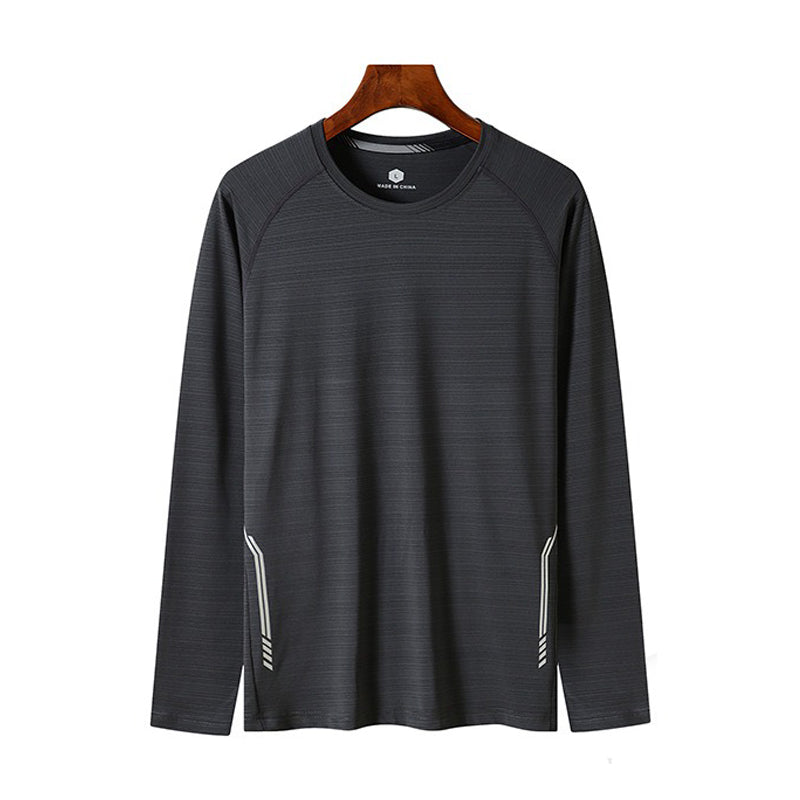2025 New Round-Neck Ice Silk Elastic Long-Sleeved T-Shirt