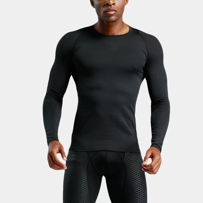 Alpinario Men's Compression Shirt Long Sleeve Cool Dry Athletic Base Layer - Black View 25