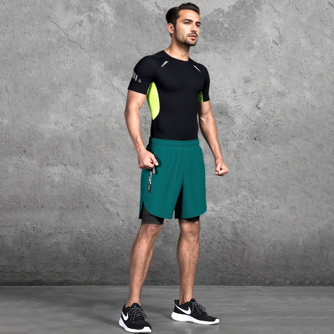 Quick-Drying High-Elastic Breathable Fake-Two Sports Shorts B