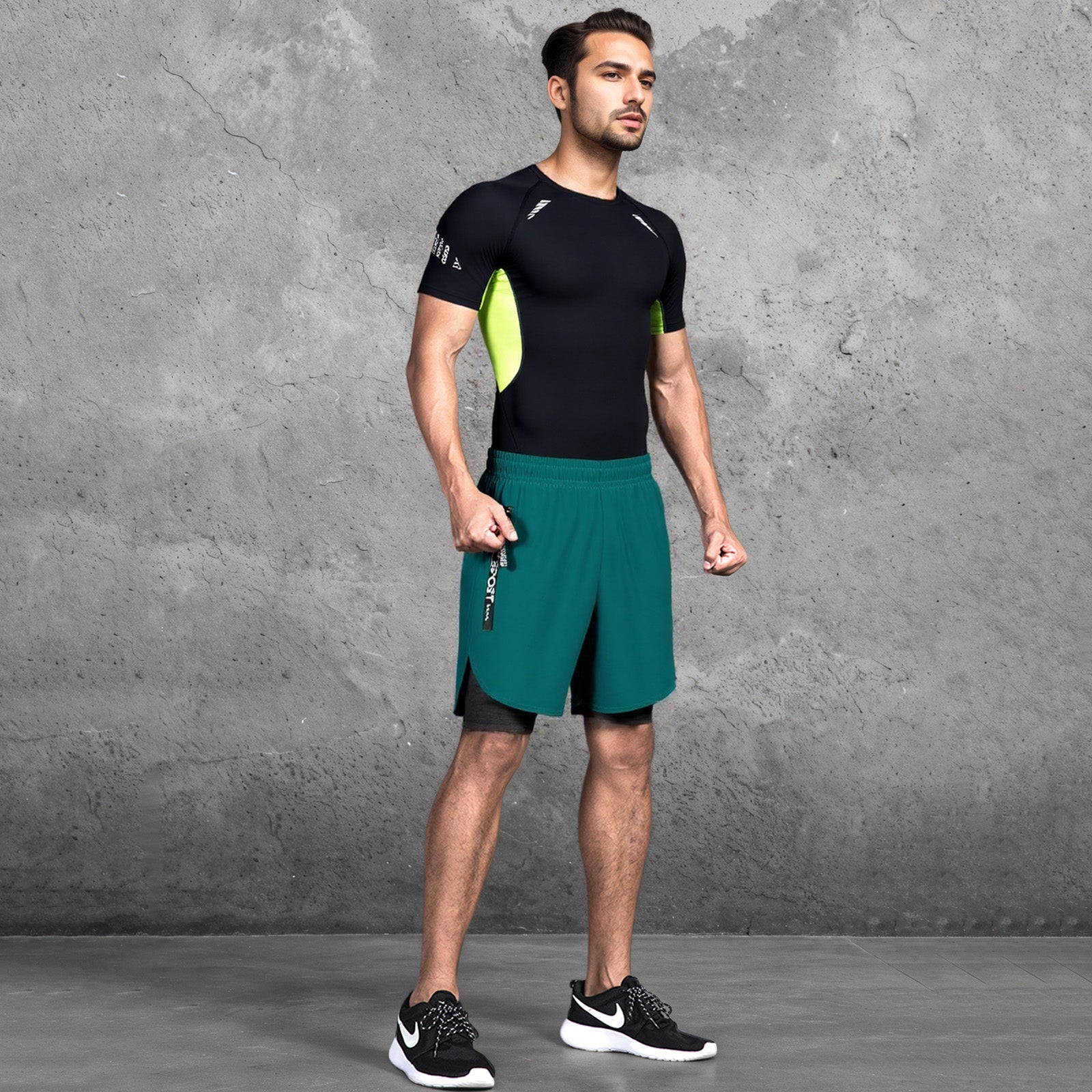 Quick-Drying High-Elastic Breathable Fake-Two Sports Shorts B