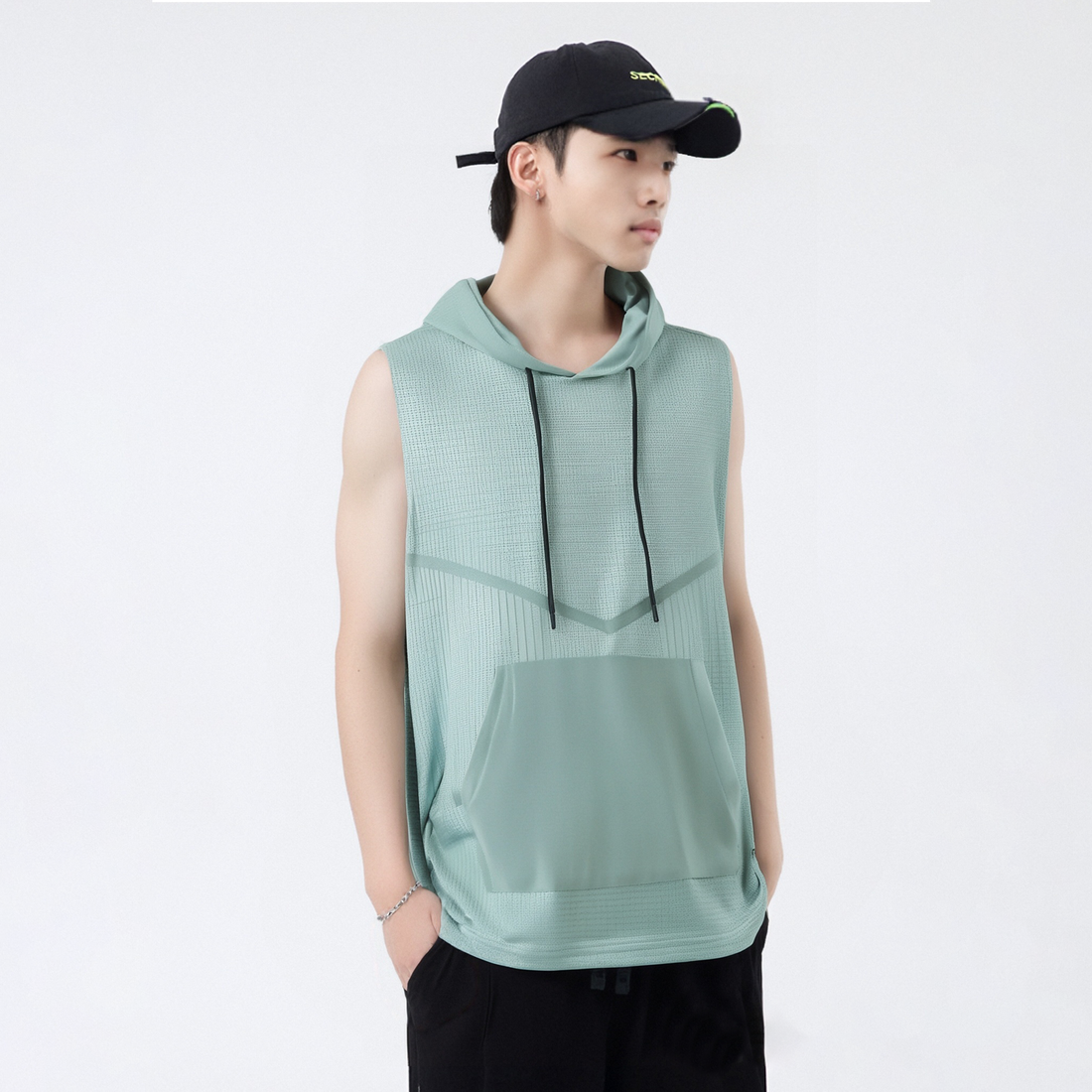 New Hooded Solid Color Sweat-Absorbent Sweatshirt Vest