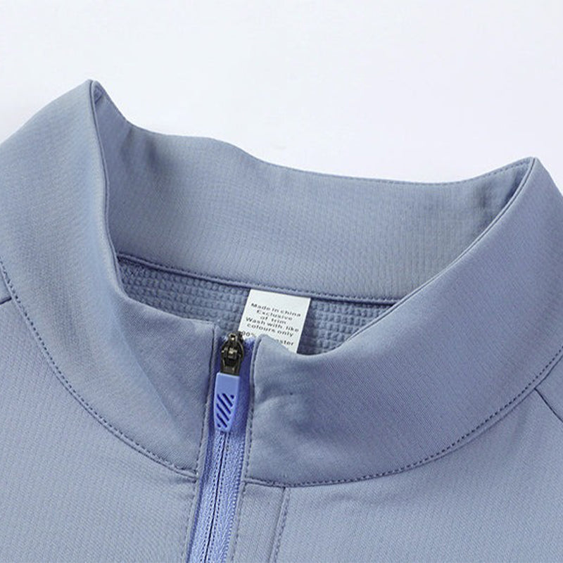 Half-Zip Fleece-Lined Stand-Collar Long-Sleeve