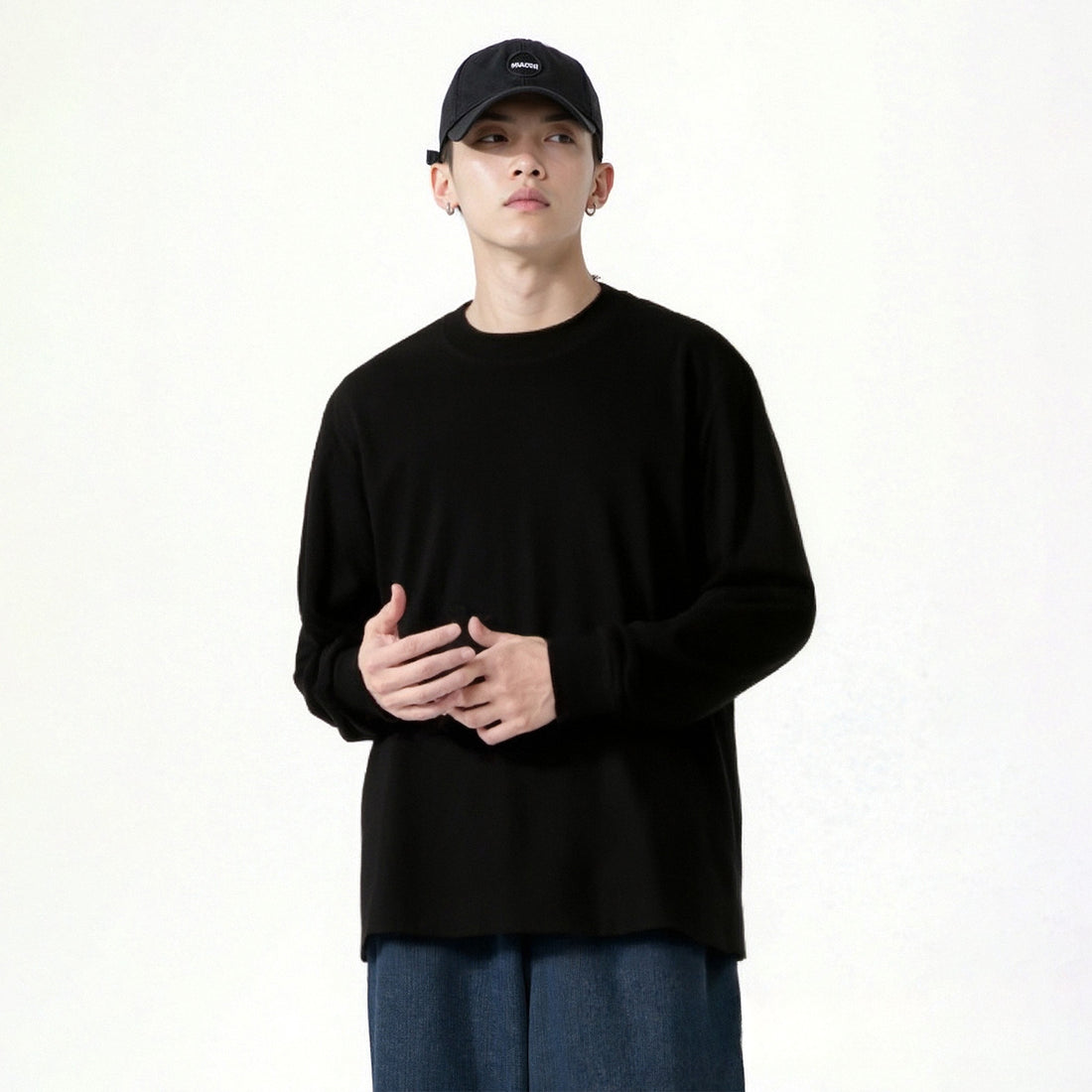 Long-Sleeve Pure-Cotton Anti-Wrinkle Abrasion-Resistant T-Shirt