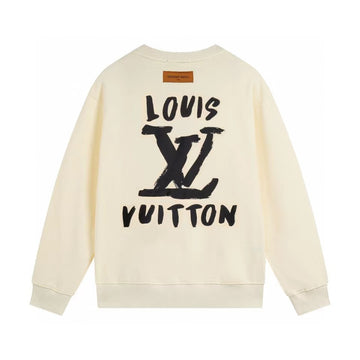 Cream or Black Cotton Crewneck Sweatshirt with Back Graphic Print
