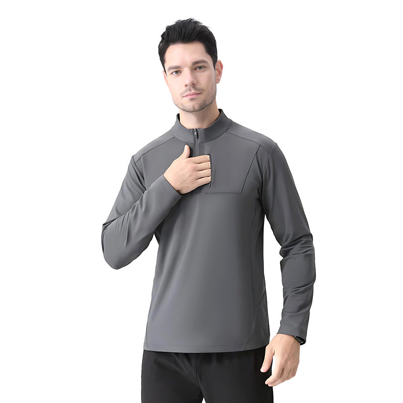Half-Zip Fleece-Lined Stand-Collar Long-Sleeve