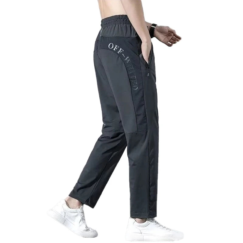 Ice Silk Quick-Drying Printed Straight-Leg Pants
