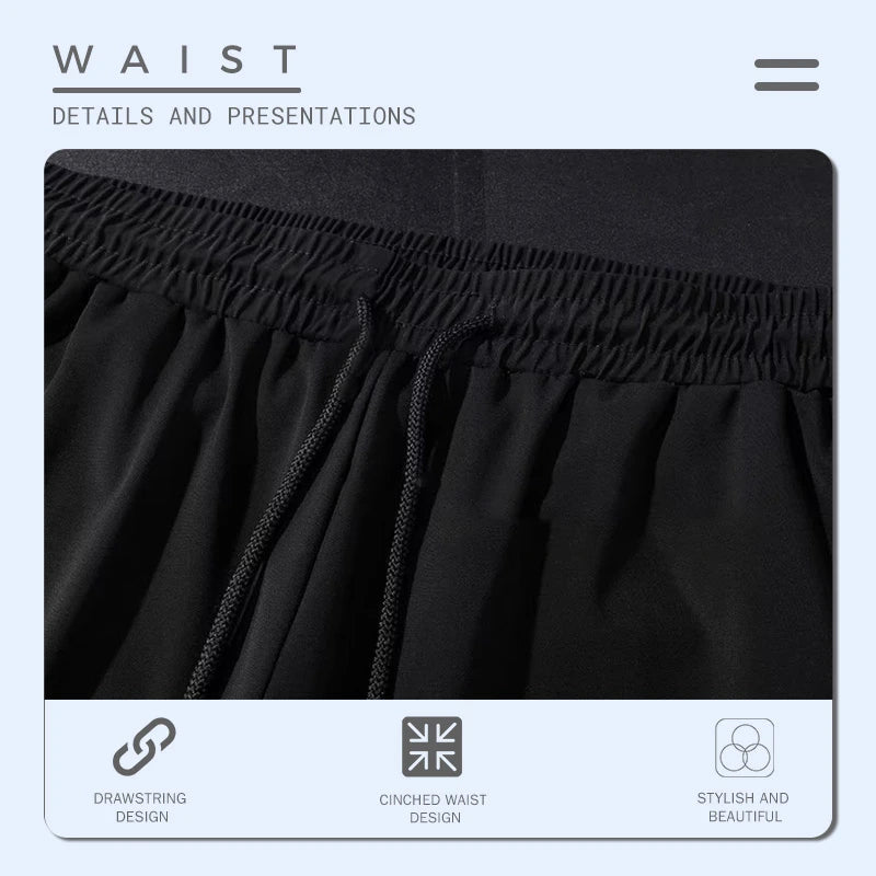 Ice Silk Quick-Drying Printed Straight-Leg Pants