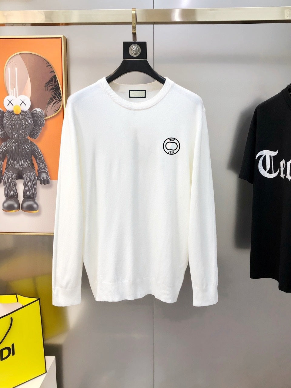 Cashmere Blend Crewneck Sweater in White or Black