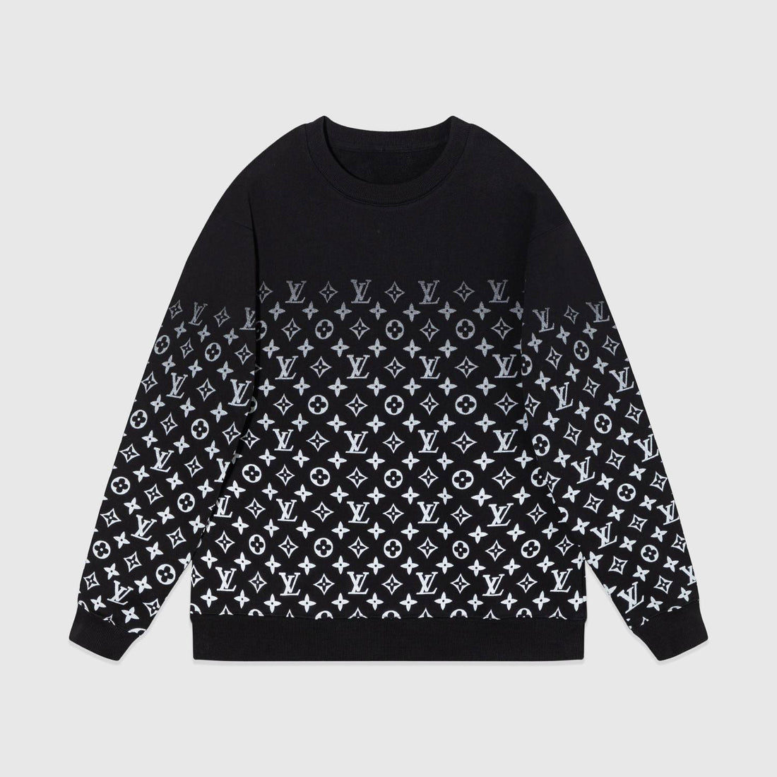 Black and White Cotton Crew Neck Sweatshirt