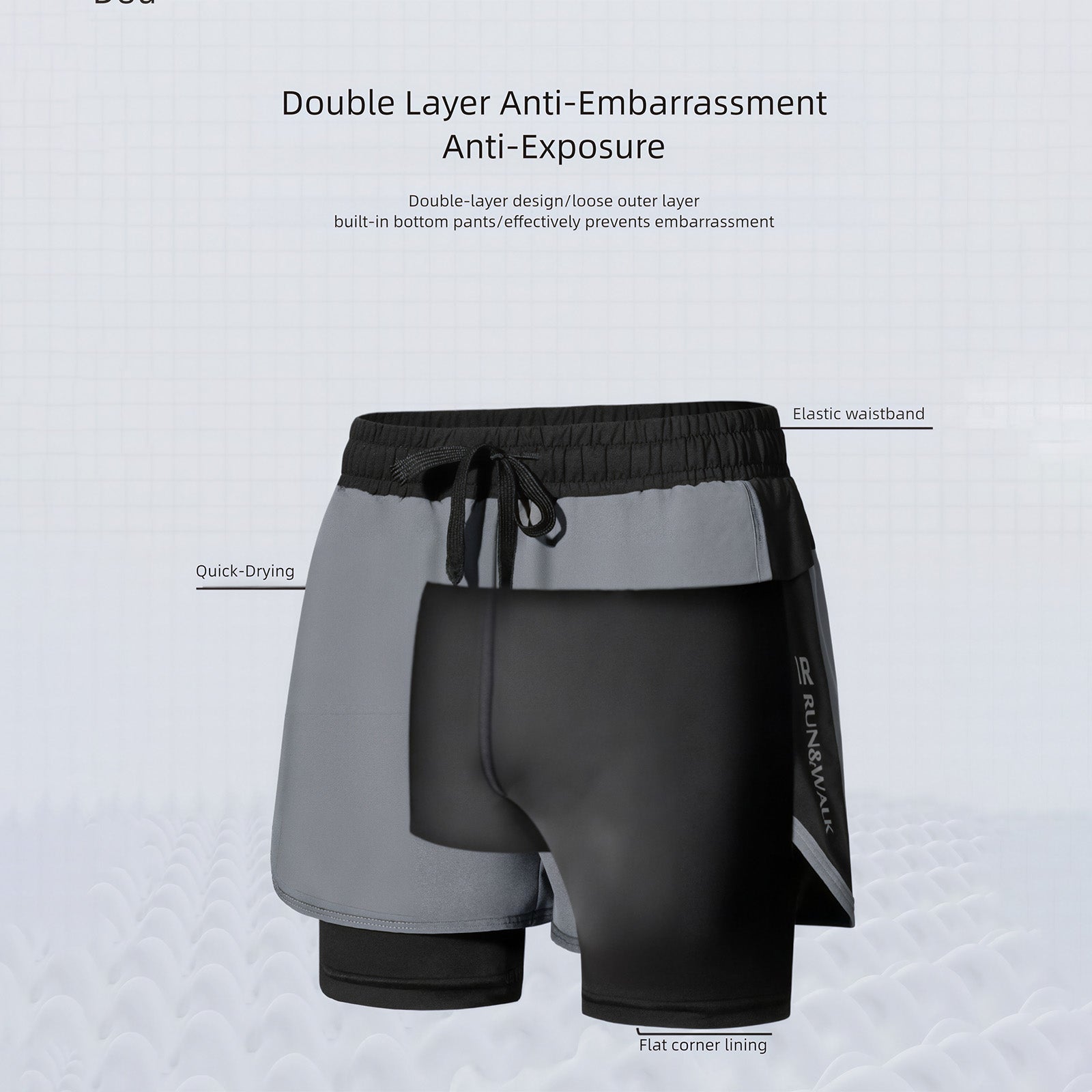 Quick-Drying High-Elastic Breathable Fake-Two Sports Shorts D