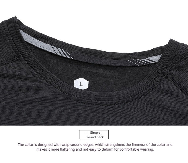 2025 New Round-Neck Ice Silk Elastic Long-Sleeved T-Shirt