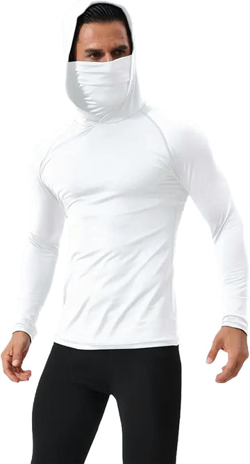 Sun Shirts for Men Lightweight UPF 50+ Long Sleeve Fishing Shirt with Mask Dry Fit Performance UV Neck Gaiter Hoodies