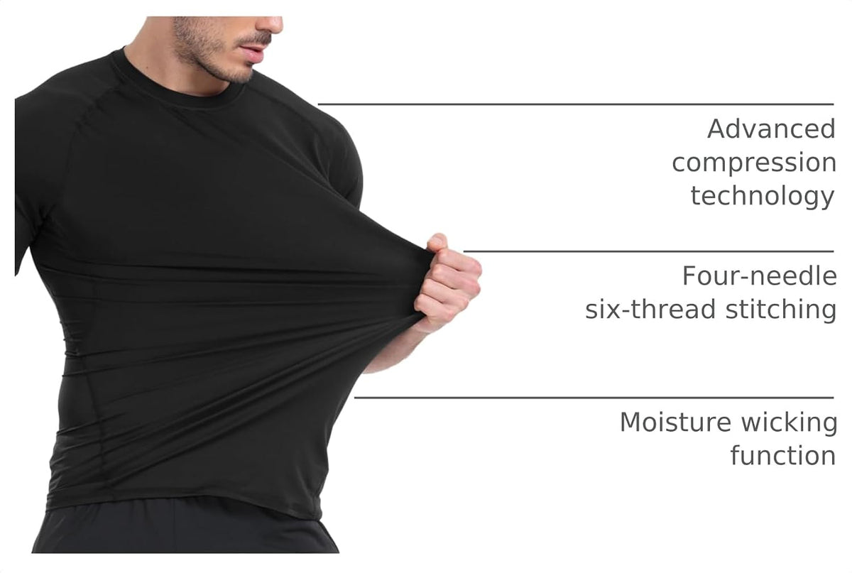 HovSiyla Men's Compression Shirts Cool Dry Short Sleeve Baselayer Athletic Workout T Shirts