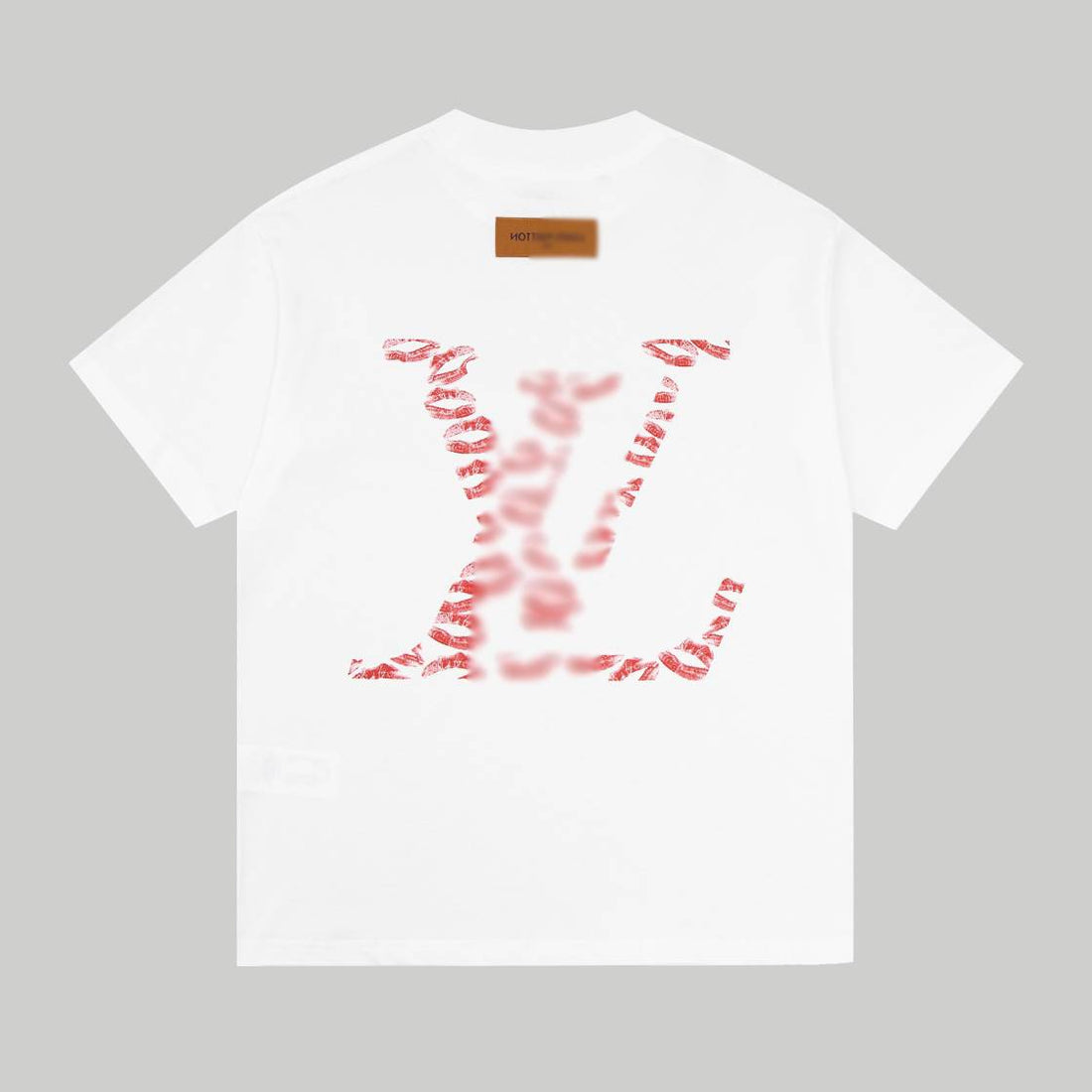 Oversized Combed Cotton T-Shirt with Distorted Embroidered Pattern in White or Red