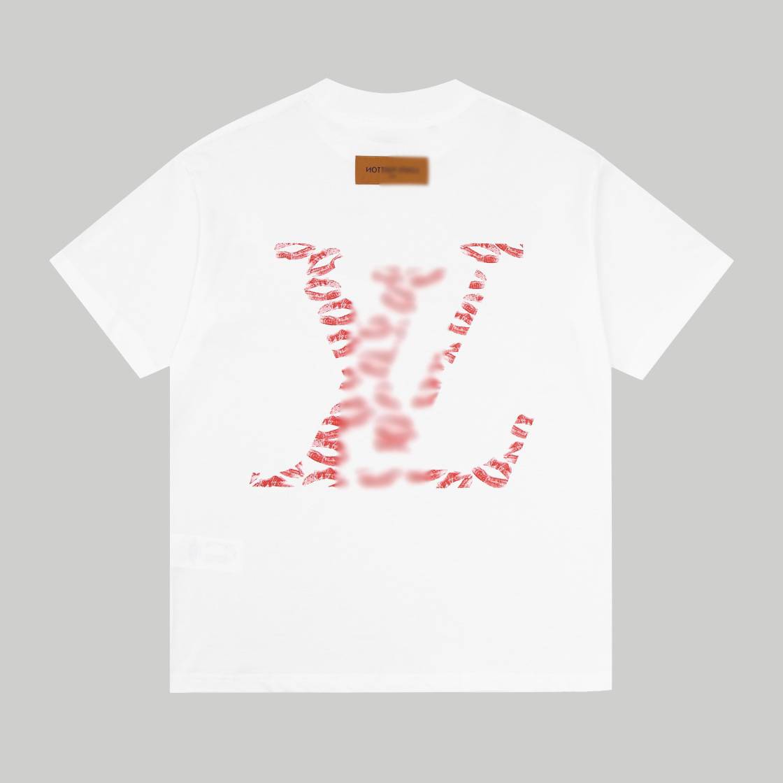 Oversized Combed Cotton T-Shirt with Distorted Embroidered Pattern in White or Red