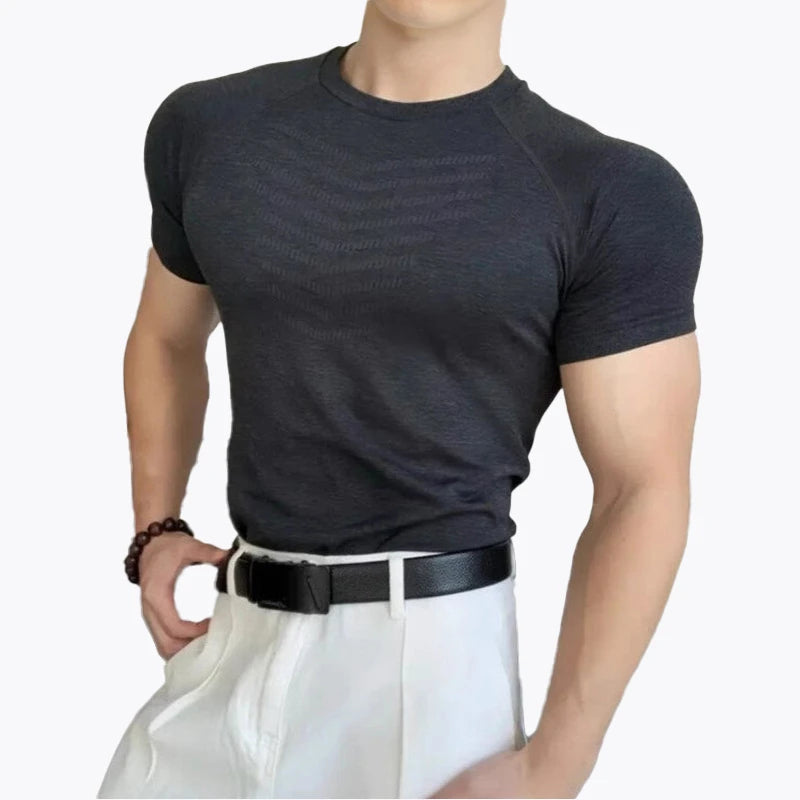 Seamless Shark Pattern Elastic Breathable Short-Sleeved T-Shirt