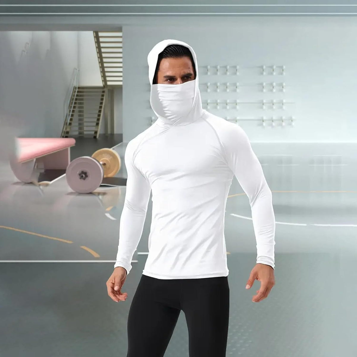 Sun Shirts for Men Lightweight UPF 50+ Long Sleeve Fishing Shirt with Mask Dry Fit Performance UV Neck Gaiter Hoodies