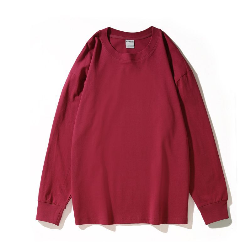 Long-Sleeve Pure-Cotton Anti-Wrinkle Abrasion-Resistant T-Shirt