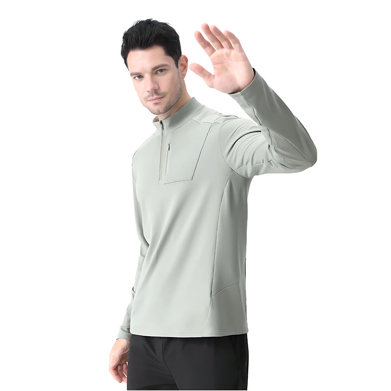 Half-Zip Fleece-Lined Stand-Collar Long-Sleeve