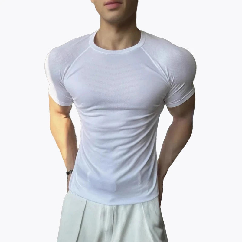 Seamless Shark Pattern Elastic Breathable Short-Sleeved T-Shirt
