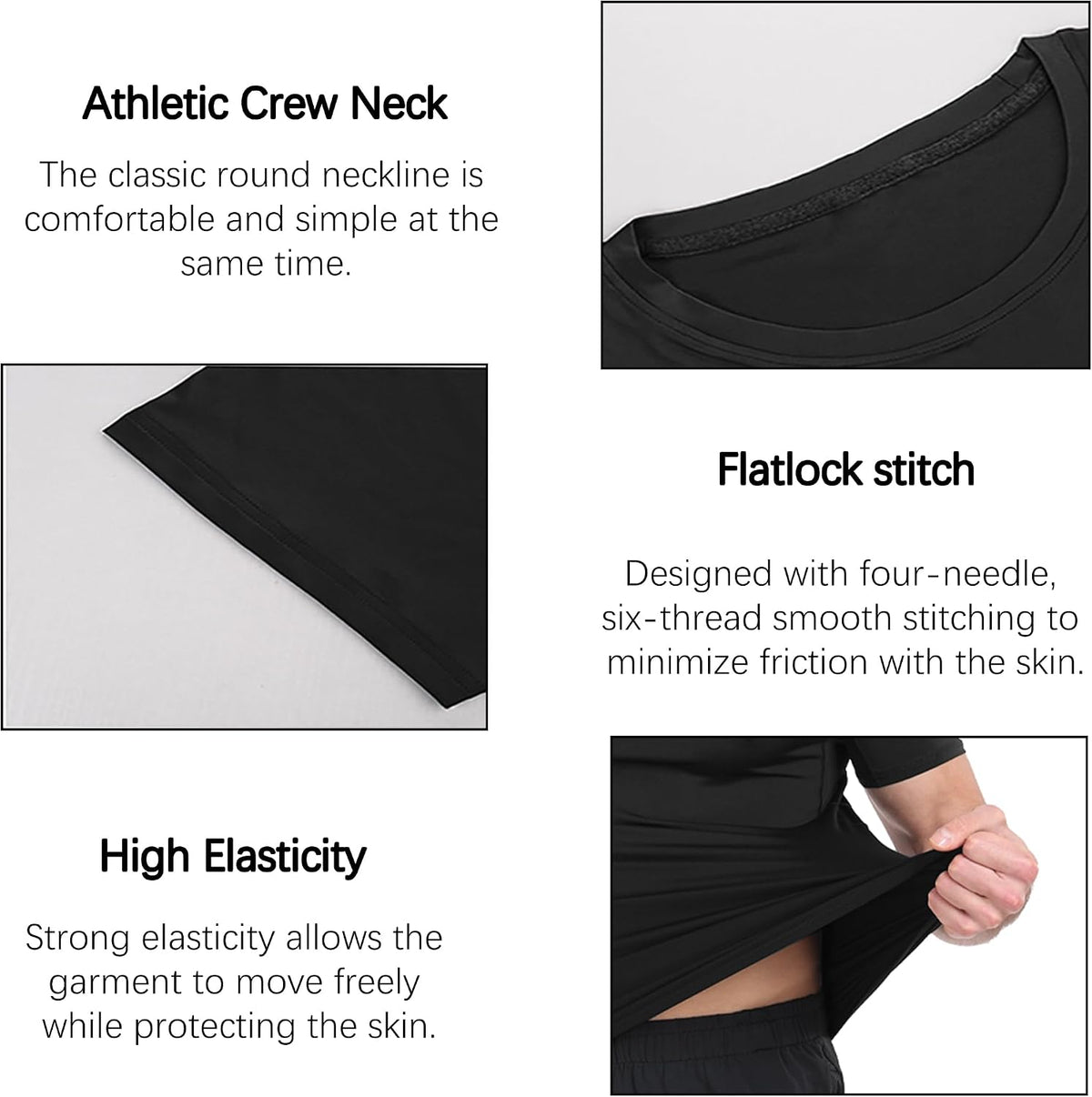 HovSiyla Men's Compression Shirts Cool Dry Short Sleeve Baselayer Athletic Workout T Shirts