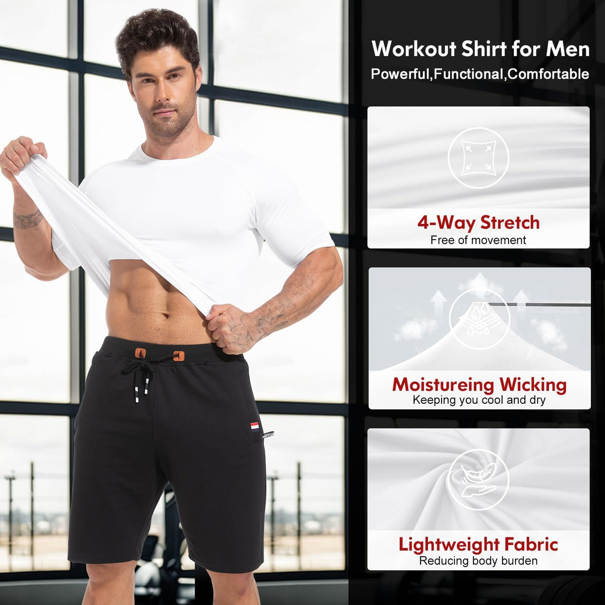 4 Pack Men's Compression Shirts Long Short Sleeve Rash Guard Workout Top | Polyester/Spandex, cooling dry fit, breathable, stretchable, lightweight, moisture-wicking, t-shirt for athletic sport gym