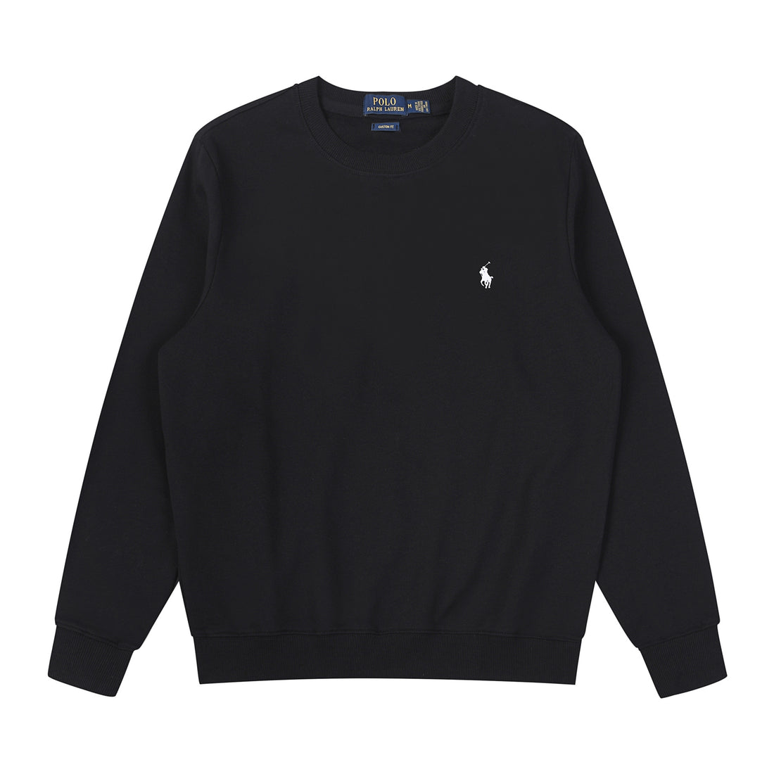 Black and White Cotton Crewneck Sweatshirt