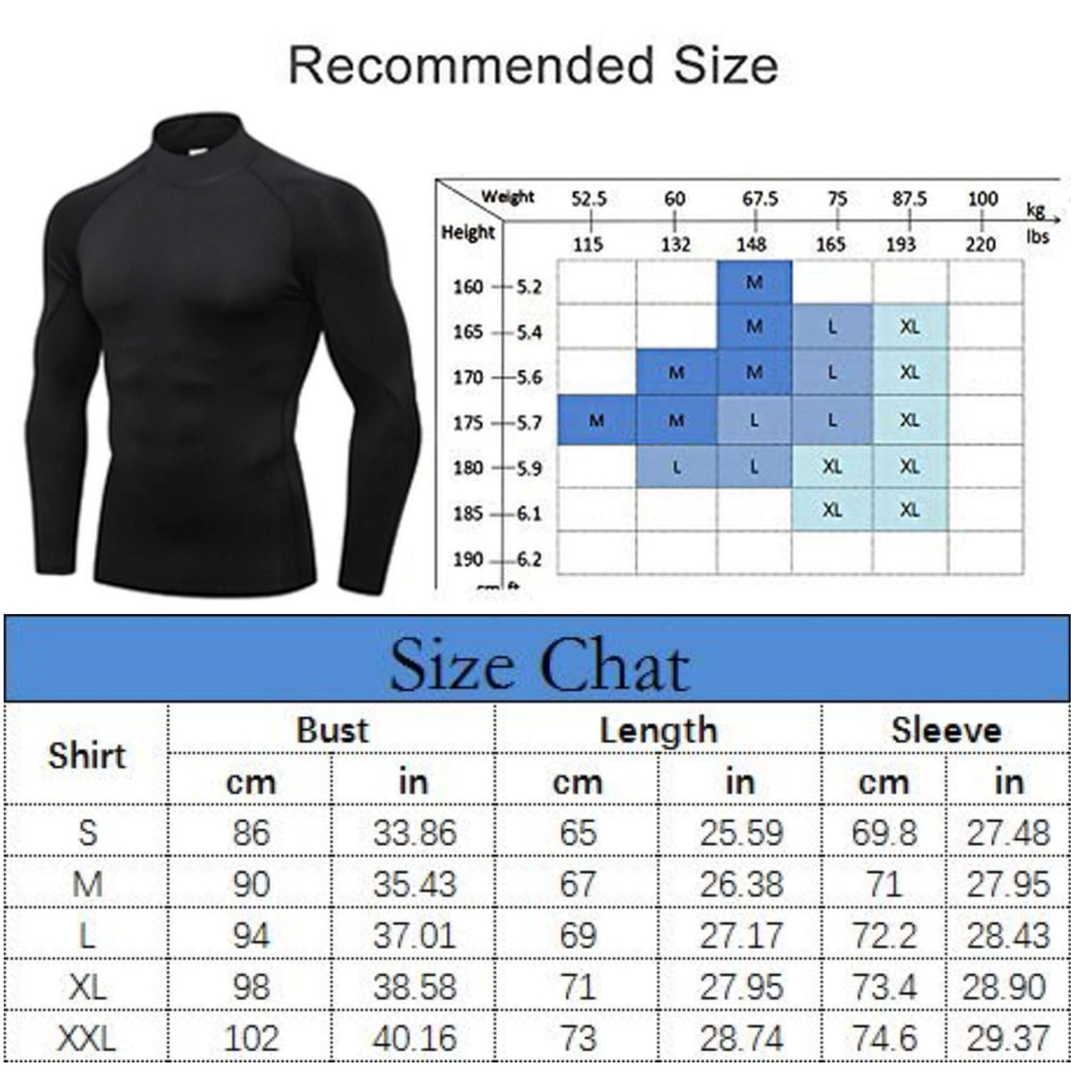 LANBAOSI Men's Compression Mock Neck Long Sleeve Quick-Drying Cool Dry Shirts, 3 Pack, Size L