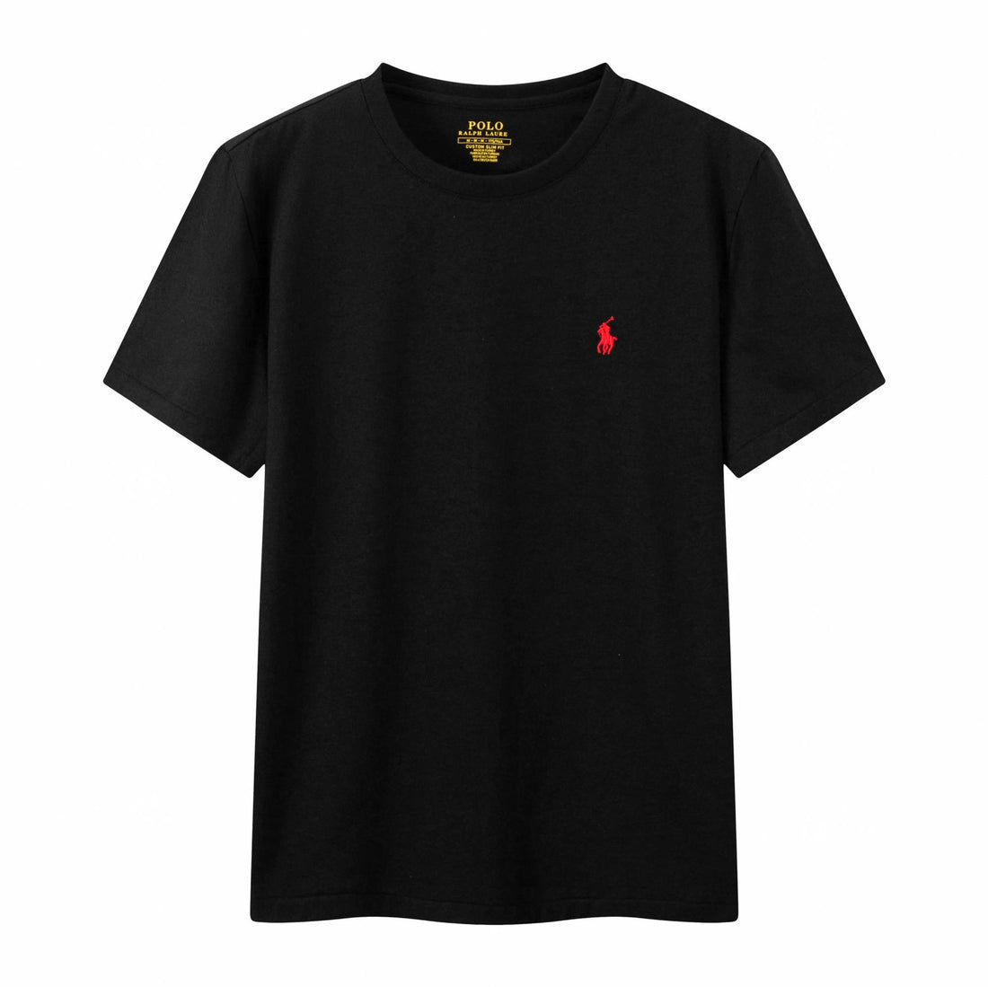Black red yellow crew neck short sleeve cotton t-shirt