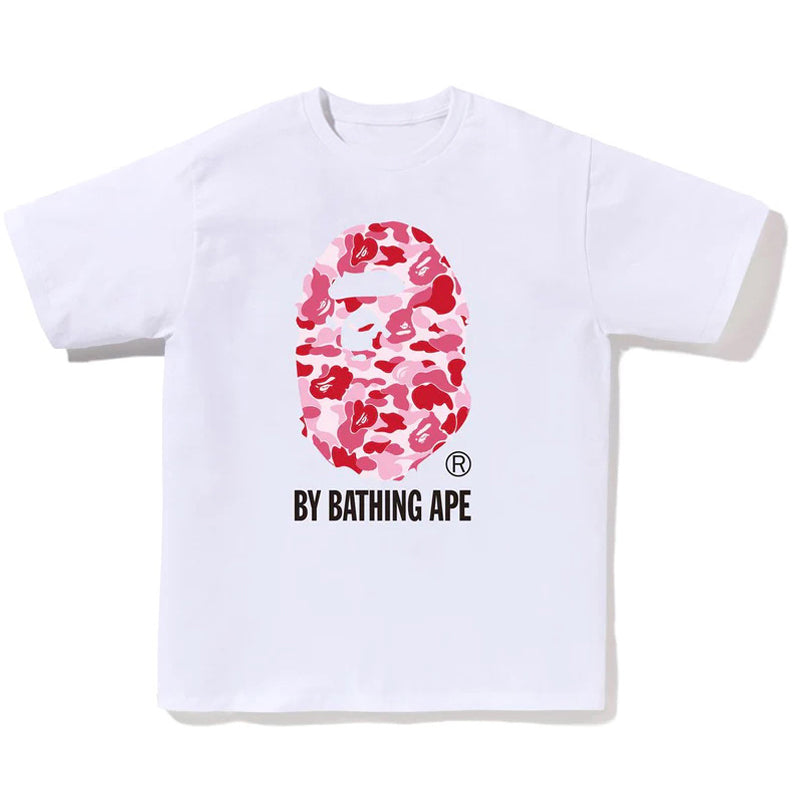 Camo-Printed Cotton Short-Sleeve T-Shirt in White, Pink, or Red