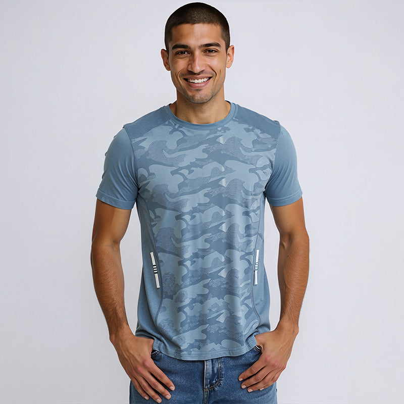 Grey Blue Summer Training Jogging 3-Piece Set