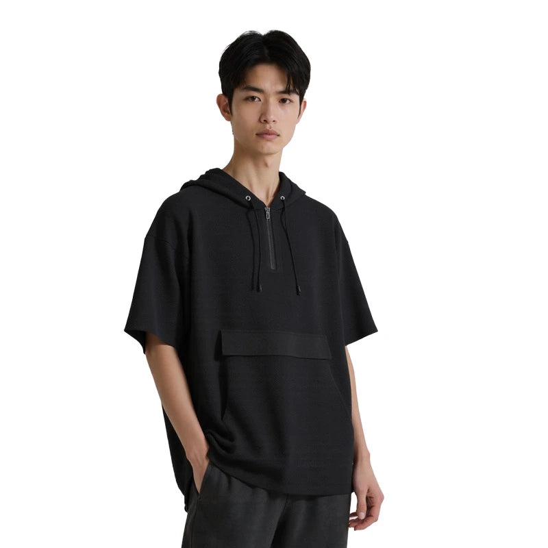 Youth Solid Color Cool Breathable Half-Zip Hooded Top